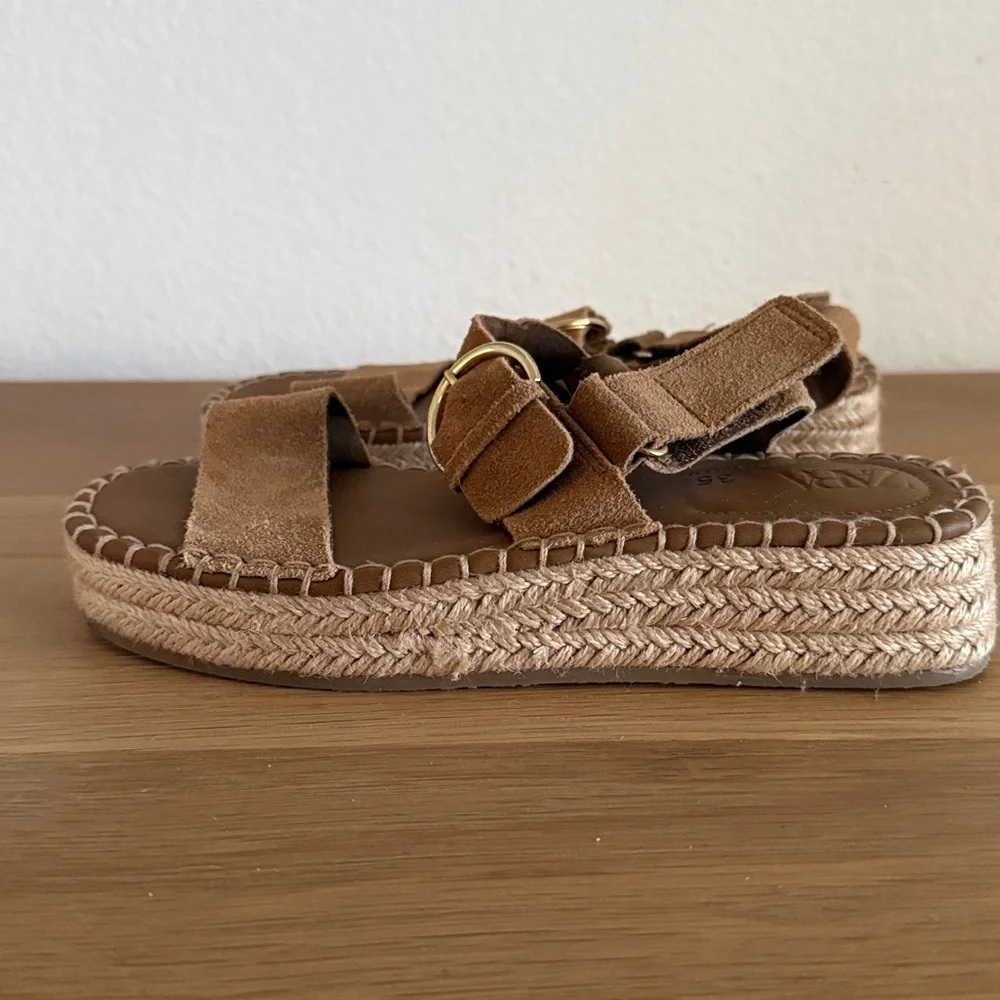 Zara girls tan suede platform sandal